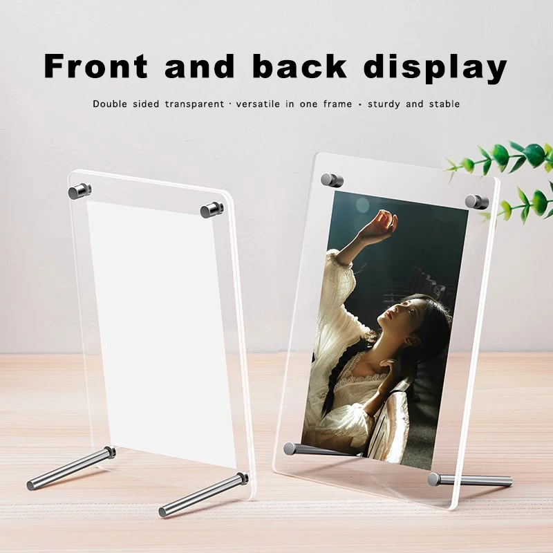 Durable Transparent Acrylic Photo Frame, 5, 6, 7 Inches Postcard Display Stand, Concert Ticket Table Frame, Cardboard Storage