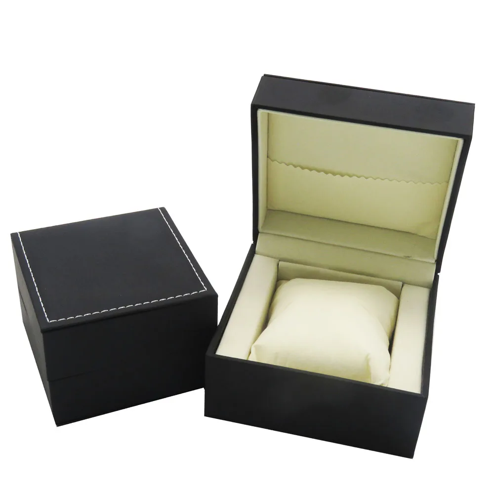 Черный кожаный контейнер для ювелирных изделий на заказ оптовая продажа футляр часов и