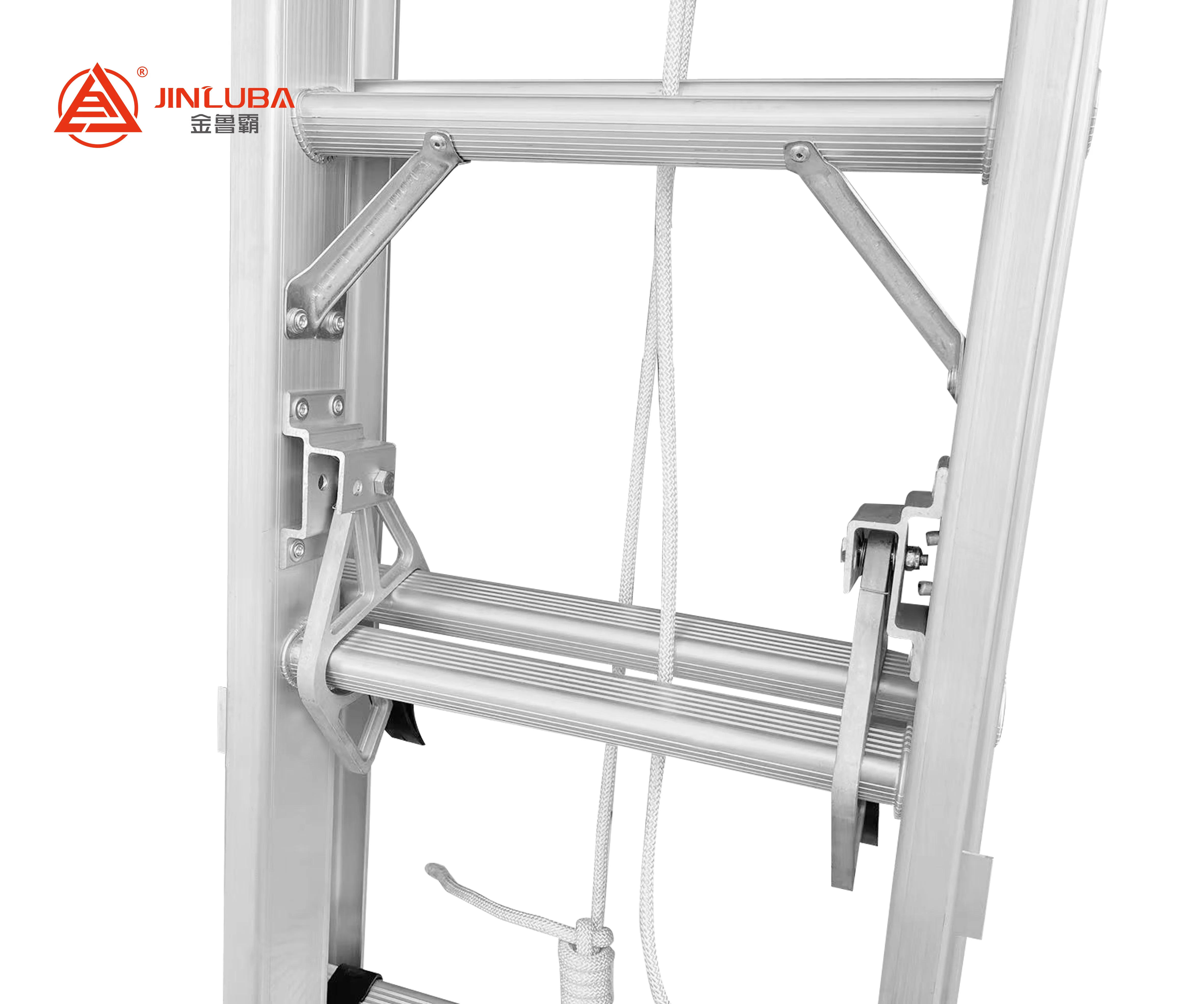 Height Adjusted Aluminum Telescopic Ladder with Rope Aluminum Extension Ladder 20ft 24ft 28ft