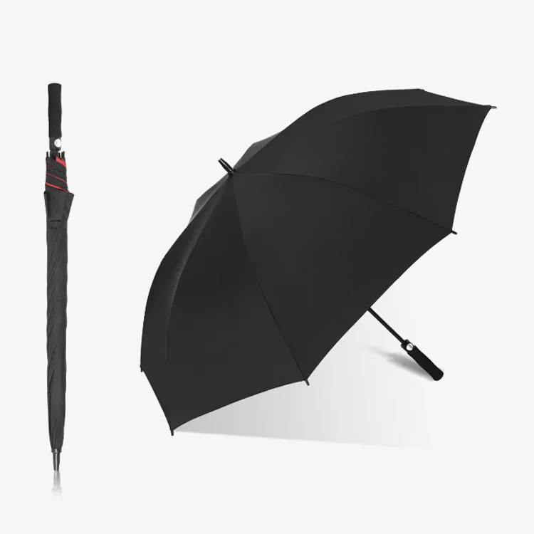 Double Canopy Strong Weatherproof Auto Open Rain and Sun Big Umbrella Golf Umbrella Straight EVA Handle with Push Button Support