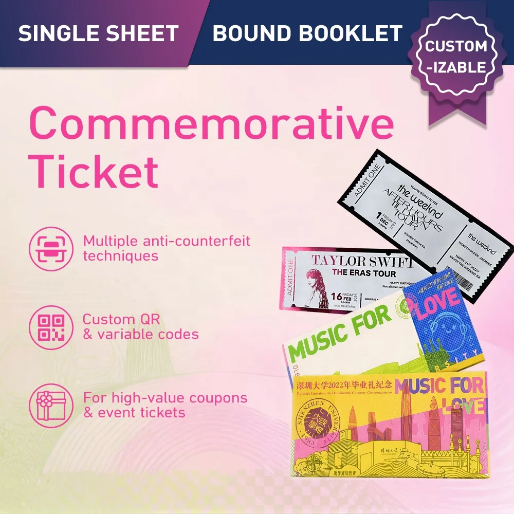 Custom Security Hologram Ticket Authority Toll Receipt Ticket Booklet with Sequential Numbering and Perforated Tear-off Stubs