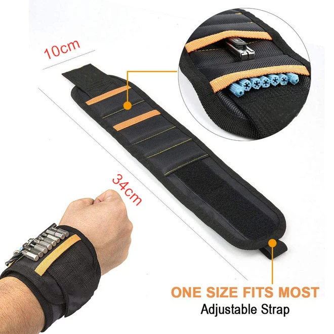 Portable Bag Magnetic Wristband Electrician Tool Wrist Belt Screws Holder 