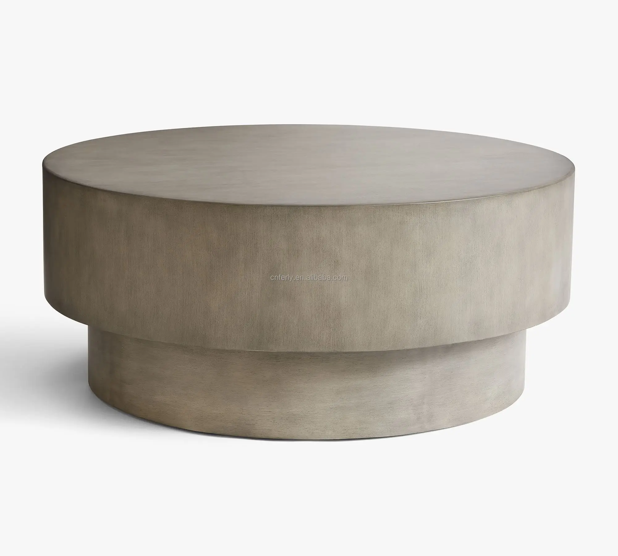 Modern Style Luxury Living Room Concrete Round Coffee Table Wood Side