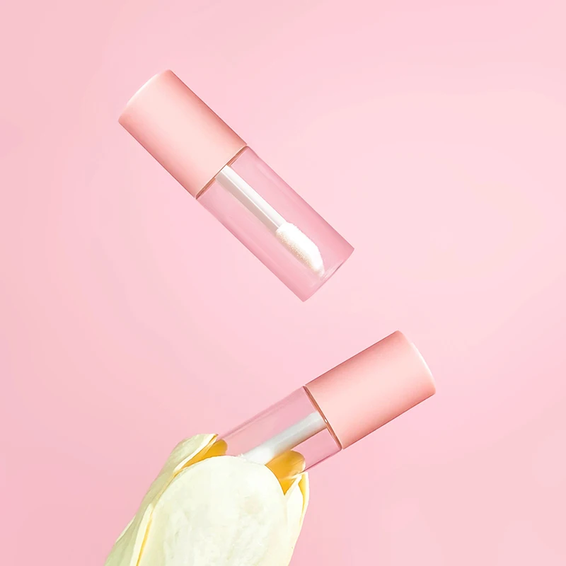 Empty Mini Lip Gloss Tube with Brush Small Lipgloss Tube Liquid Lipstick Tube Packing Cosmetics Screen Printing PET Round Screw