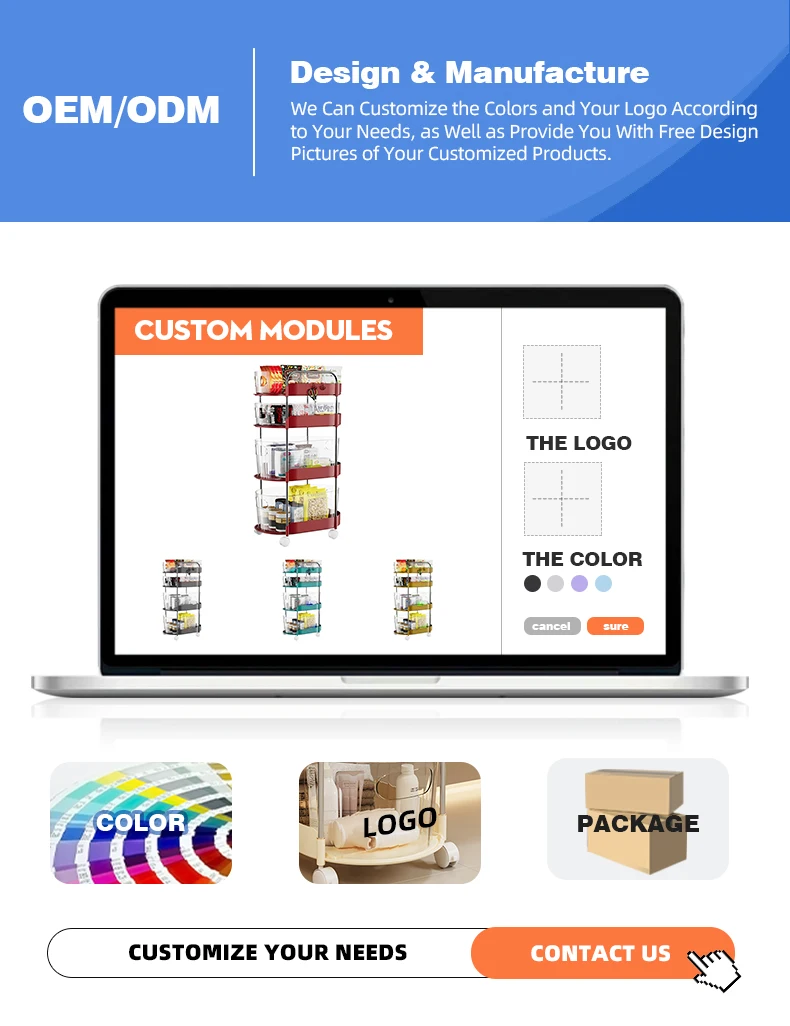 product wanuo snack storage trolley multi tier rolling organizer kitchen organizer cart corner storage cart with transparent baskets-6