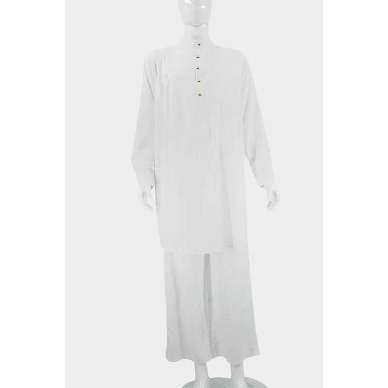 Modern White Thobe Shirt for Men Simple Long Arab Robe Breathable Muslim Clothing Islamic Wear