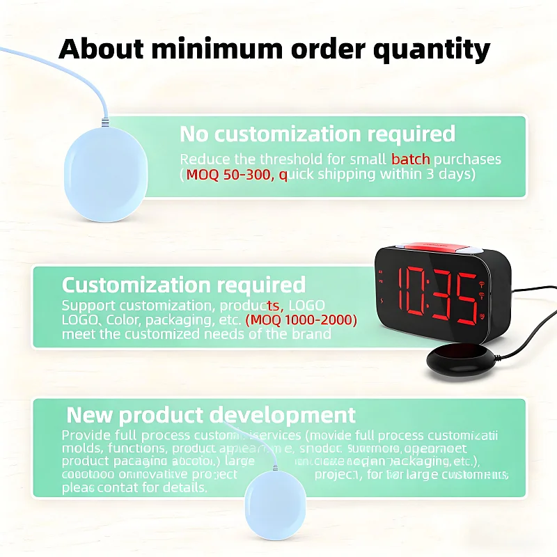 Upgrade Vibration Shaker Sleep Vibrate Alarm Clock3-Level Dimmer Usb Charging Port Clocks Bed Shaker