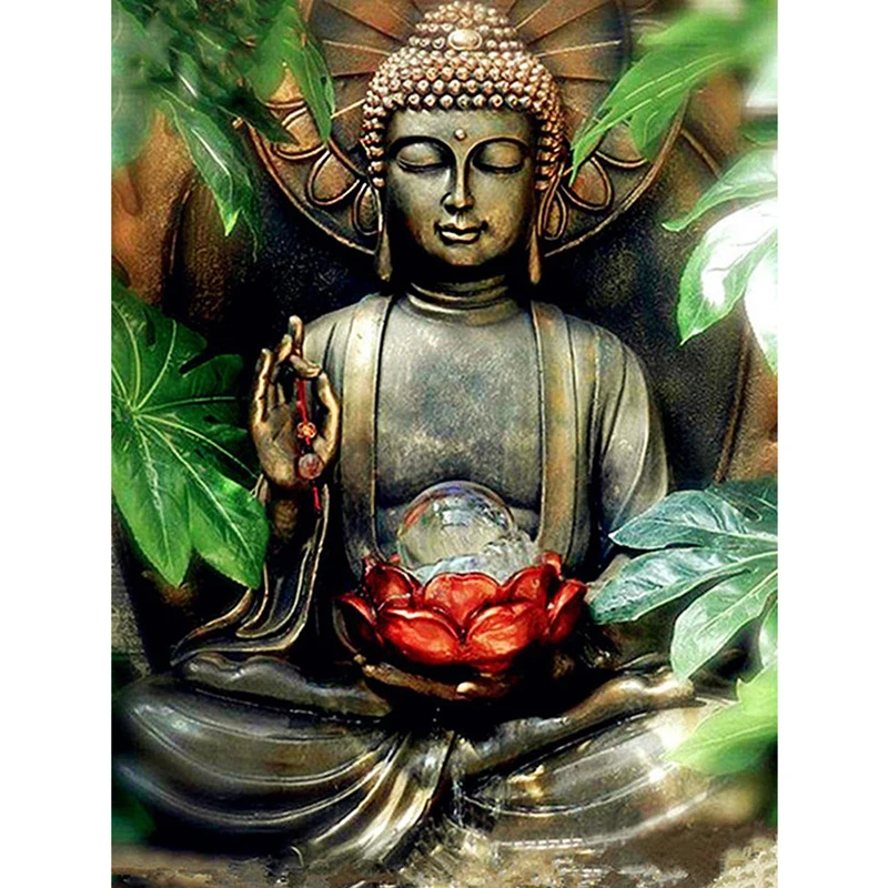 Instarry 5D Diamond Painting Grande 60x40 Cm – Ritratto Dorato Del Buddha – Kit Completo Con Tela HD E Diamanti Rotondi