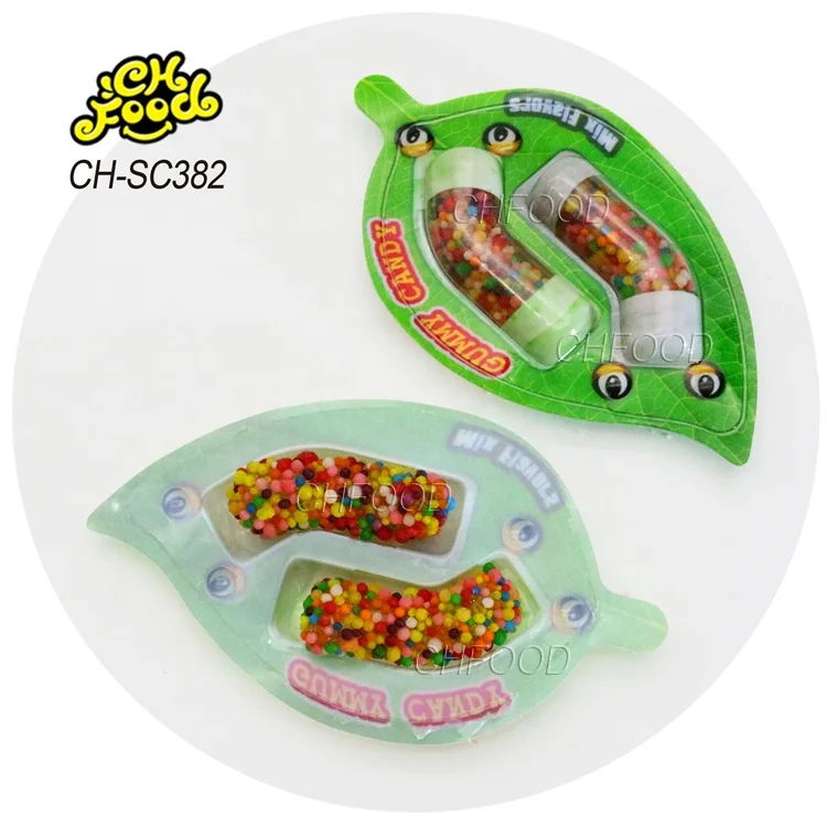 Leaf Shape Gummy Candy Sweets Wholesale Halal Mini Tablet Candy Ball with Gummy Jelly Candy
