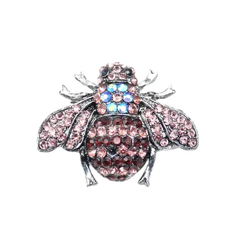 50mm Vintage Purple Bee Brooch Pin Rhinestone Crystal Insect Bee Brooches for Ladies Women Dress Decoration