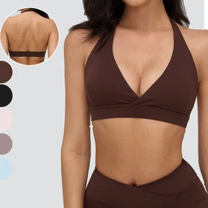 New Arrival High Support Seamless Naked-Feel Yoga Bra Crisscross V-Neck Open Back for Running Fitness