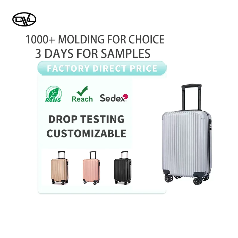 Modern Silver Color Rubber Suitcase Luggage Set Lightweight Portable Carryon Checkin  ABS Material Spinner Caster for Travel