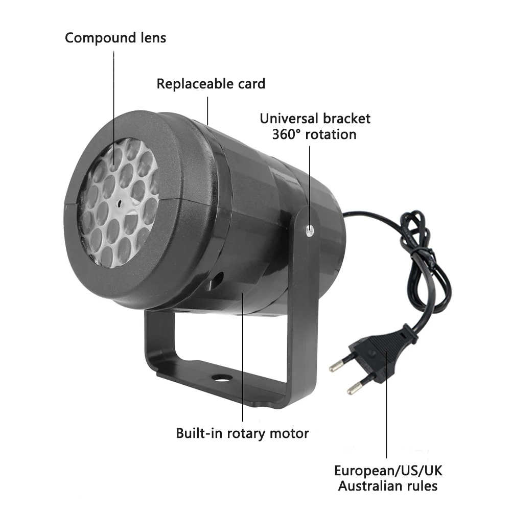 LED Christmas Snow Lights White Storm 360 Degree Rotating Projection Pattern Outdoor Landscape Lawn Laser Stage Spotlights