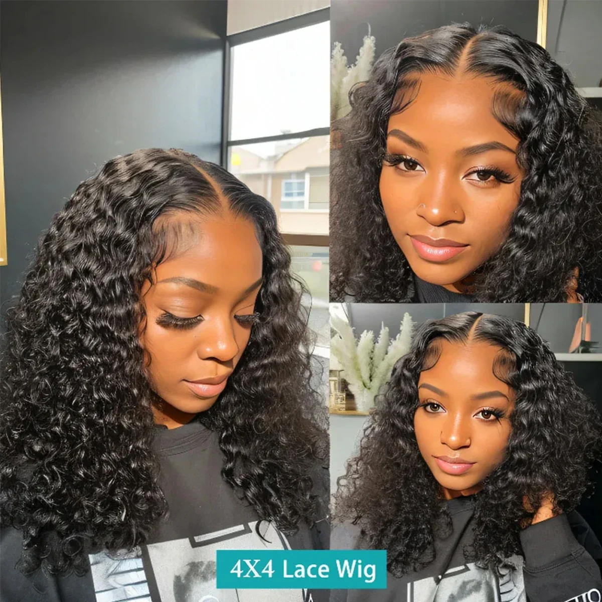 Parrucca bob lace front in capelli veri deep wave, pre-pizzicata_voghion.com