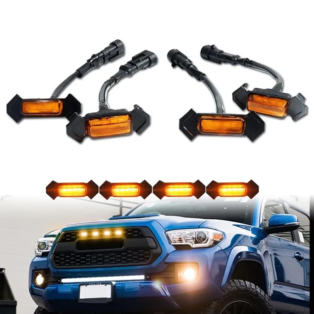 LED car emergency warning flashing light 12V  amber color outdoor grille strobe light car flash light