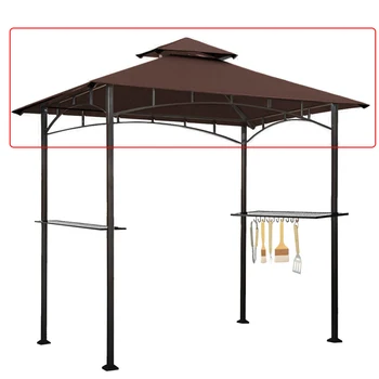 Haideng 8x5 Two Tiers Sun Protection Canopy Bbq Grill Gazebo Replacement Cover for Barbecue