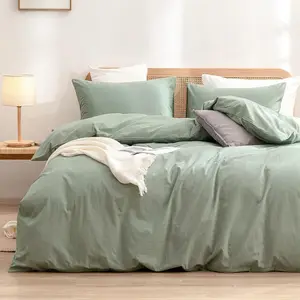 100% Washed Cotton Duvet Cover,Super Soft Comfortable,Breathable and Cooling