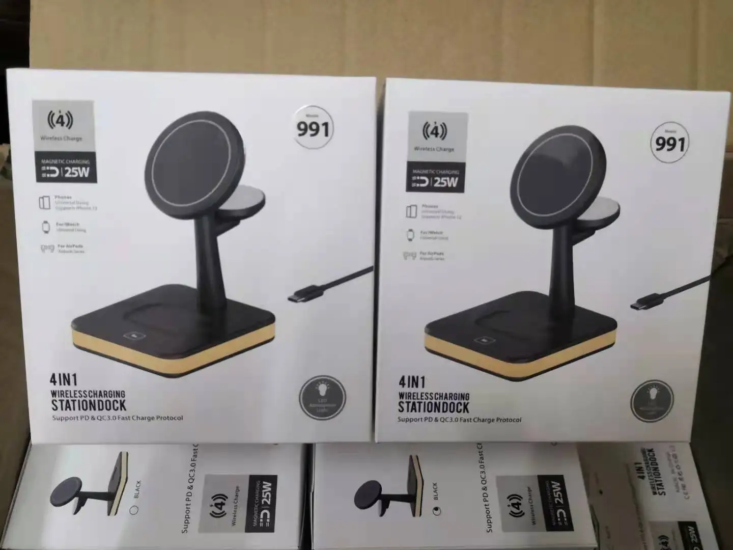 4 In 1 Magsaf 15w Charging Dock Station With Led Lamp Fast Qi