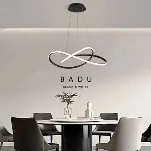 Iron Dining Chandelier with Remote Control Warm White LED Lights Modern Design