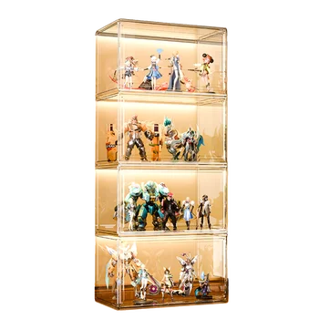 High-End Acrylic Glass Display Cabinet for Lego Figurines Injection Plastic Transparent Home Decor for Living Room Storage