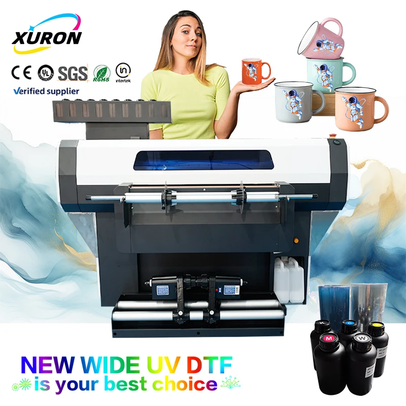 طابعة Xurong Manufacturing الهجينة الأوتوماتيكية بالكامل UV DTF الطابعة المباشرة للفيلم الجديدة 300 مم 600 مم