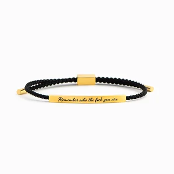 RFJEWEL Stainless Steel High Quality Remeber Who The Fxck You are Motivational Tube Bracelet