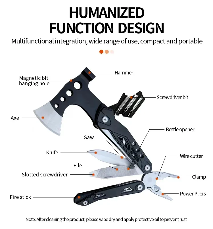 Upgraded 16-in-1 Multi-Tool for Camping Survival Gear with Axe Hammer Pliers Saw Screwdriver Gift for Men Dad Industrial Grade