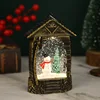 Brush gold straw house snowman