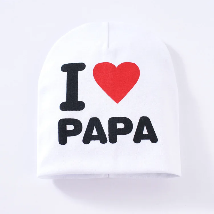 Spring Autumn Baby Knitted Warm Beanie Cotton Hat Girls Boys Toddler I LOVE PAPA MAMA Print Baby Cap