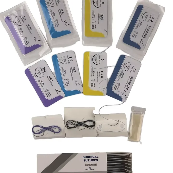 Suture with needle Material medical Consumables Silk Polyester Nylon Polypropylene Chromic  PGLA PGAR PGLAR PGCL PDO Dressing