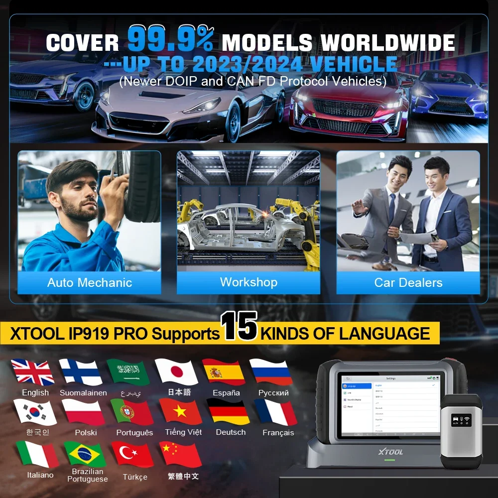 XTOOL INPLUS IP919PRO Car Diagnostic Scanner Automotivo Tools ECU Coding Programming 42+ Services With CANFD DOIP Topology FCA