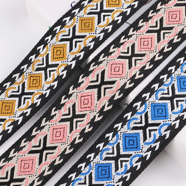 38mm 50mm polyester belt cross-body shoulder bag with double-sided colored arrow jacquard webbing