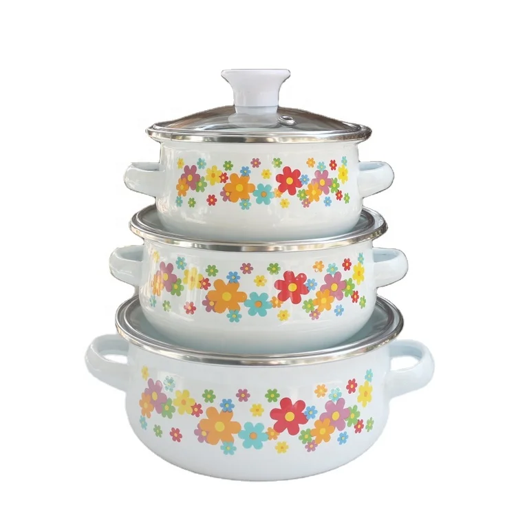Enamel Mini Pot to AVON 12/14/16cm Ollas De Peltre Enamel Cookware Sets Enamel Casserole Enamelware Emaye Kitchenware Cookware