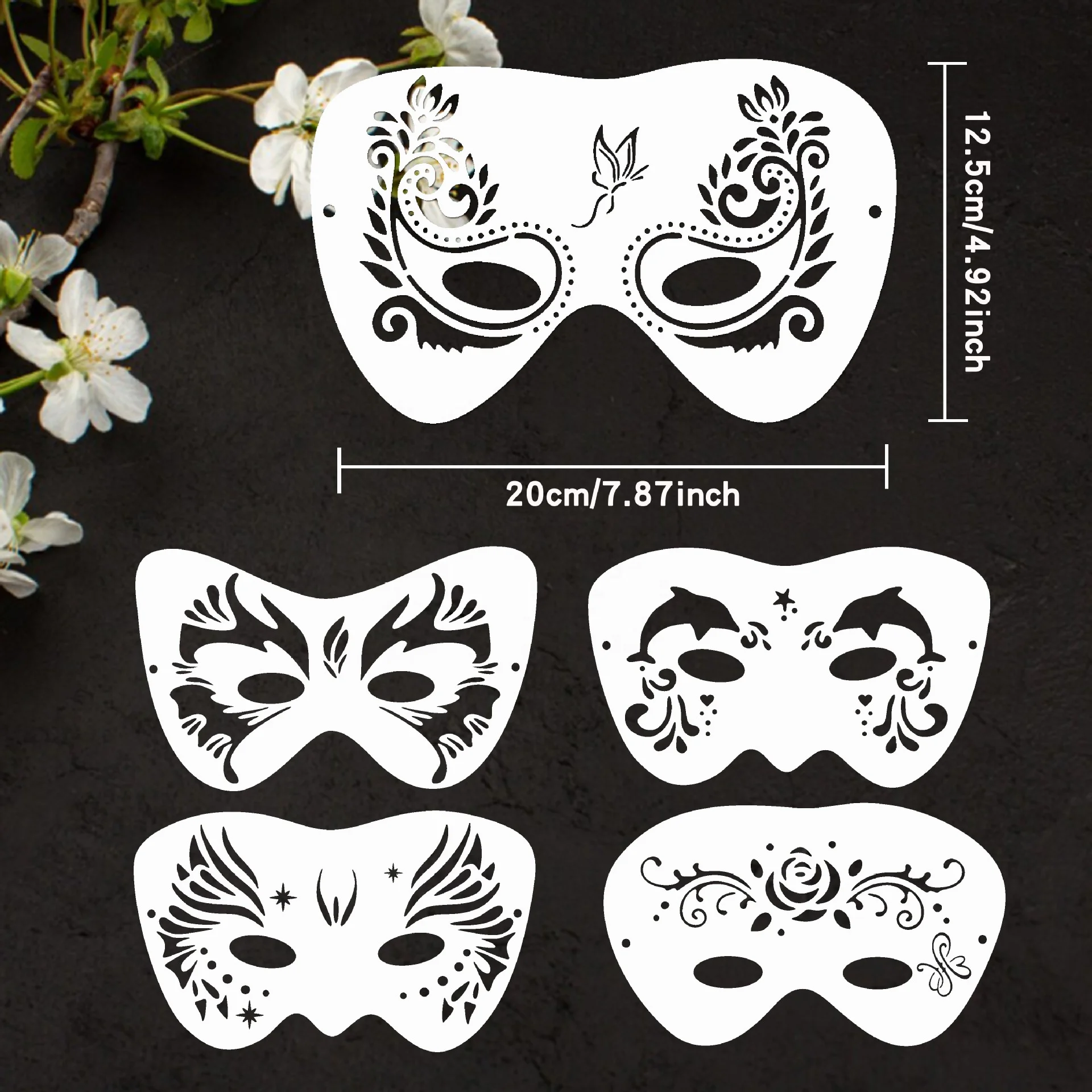 8 Pieces Face Stencils for Drawing Mask Painting Templates DIY Stencils for Home Decorations Party Favor