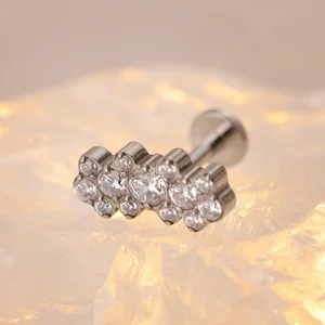 Trendy Body Jewelry Zircon Stone Flower Earrings Titanium Jewelry Non-Allergic Unisex Wholesaling