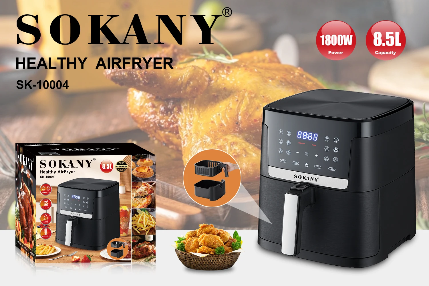 New Sokany Air Fryer Oven Digital Display Temperature Control Smart Air ...