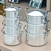 Ensemble de casseroles en aluminium argenté, 7 pièces - modèle épais