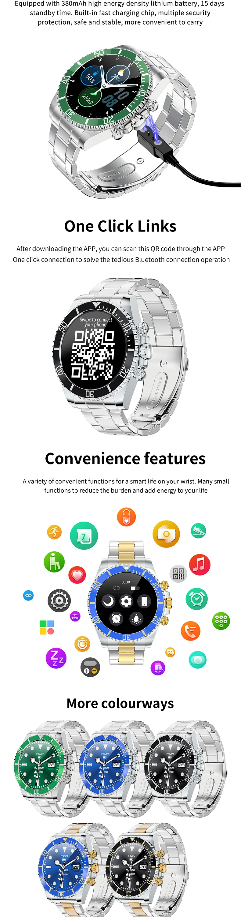 Classic Men's Smart Watch AW12 - Heart Rate & Fitness Tracker