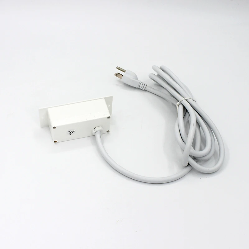 White Furniture Recessed Power Strip With Flat Plug Desk Outlet Dual USB Desktop Power Grommet Socket for Offices Table