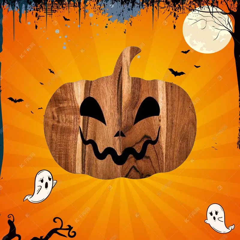 Planche à Découper Halloween En Bois Forme Citrouille - Plateau De Service Pour Fromage, Fruits, Légumes, Déco