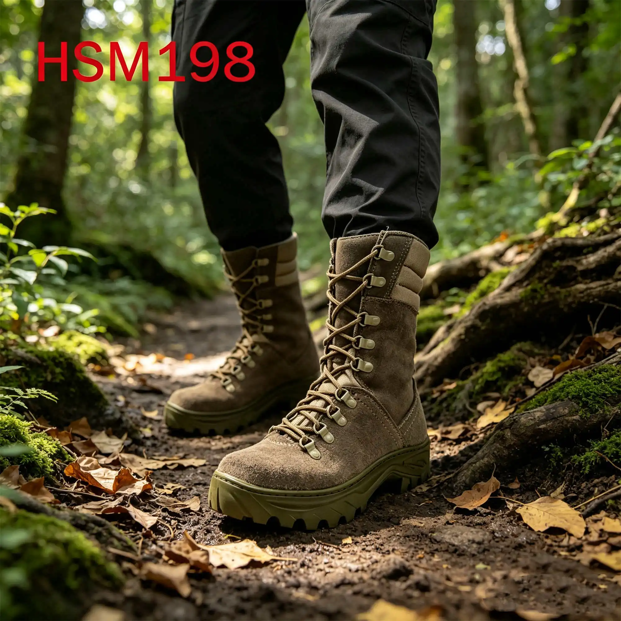 ZYF,Outdoor Gear Anti-tear Full Natural Suede Leather Hua Singh Combat Boots High Waterproof Platform Sole Tactical Boots HSM198