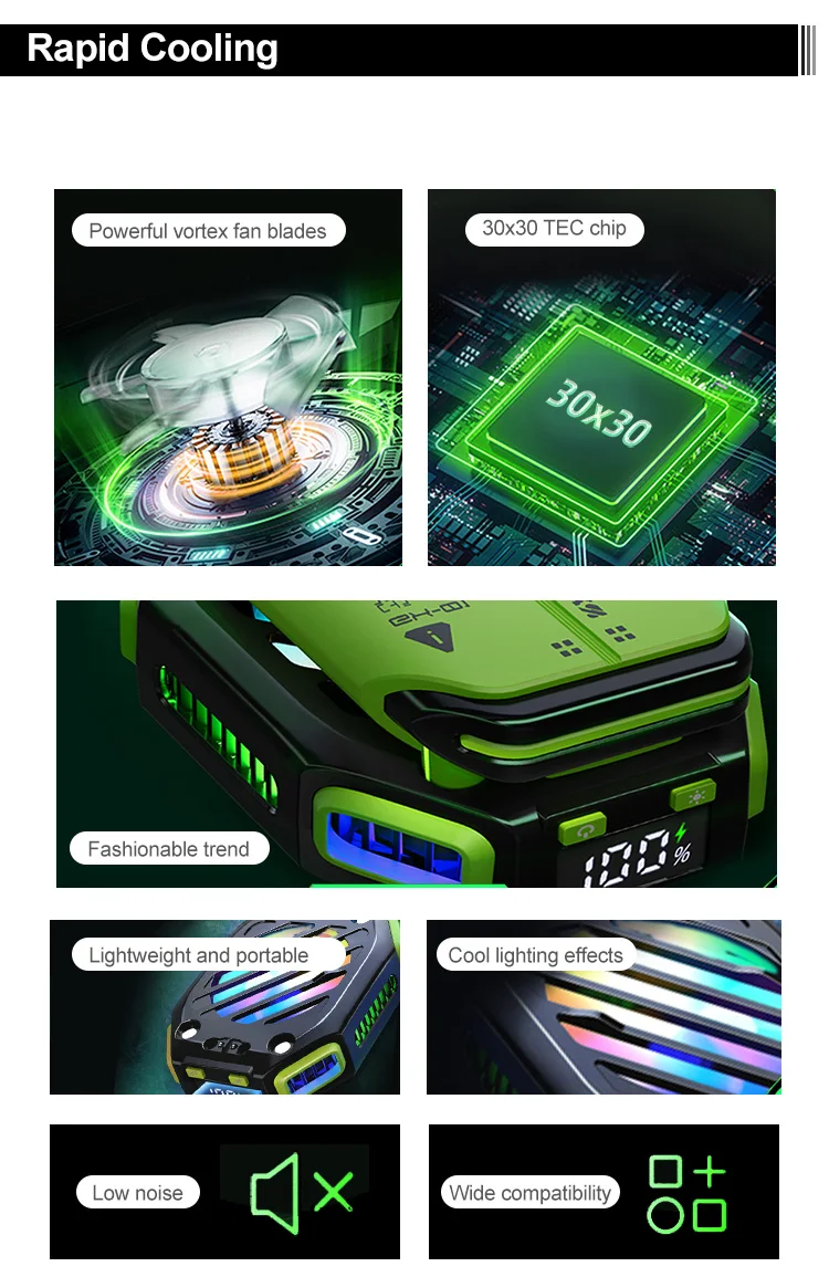 New Magnetic X111 Wireless Mobile Phone Cooling Game with 1800mAh Rechargeable Battery Mobile Phone Radiator