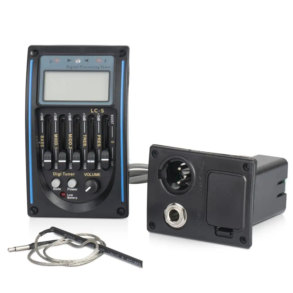 thumbnail image 2 of LCD 5-Band Acoustic Guitar Preamp EQ With Tuner - Piezo Pickup System For Guitar Amplification 2 of 10