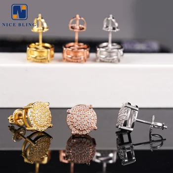 18K Gold Plated Moissanite Earrings Fashionable Men Women Ear Studs 925 Sterling Silver Cluster Moissanite Diamond Earrings