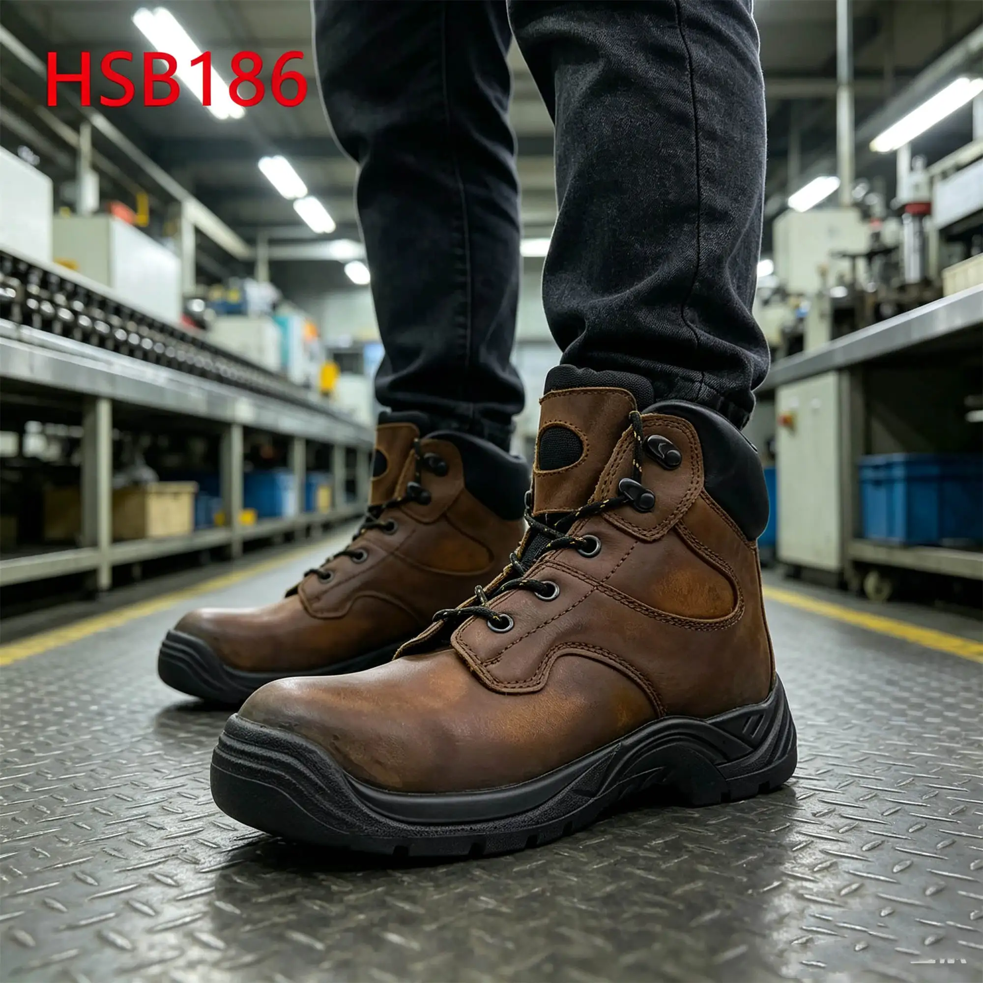 ZYF,Tunnel Excavation Best Crazy Horse Leather Brown Safety Boots Construction Line Anti-grease S3 Grade Work Footwear HSB186