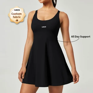 High Neck Bodysuit Gym Dress for Tall Women Adult Tennis Wear Pleated Fitness Apparel for Golf and Tennis