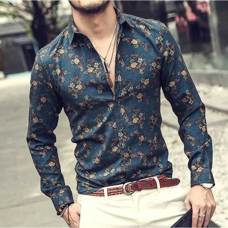 wuliLINL Mens Spring Casual Fashion Printing Long Sleeved Button T-Shirt Tops Blouse