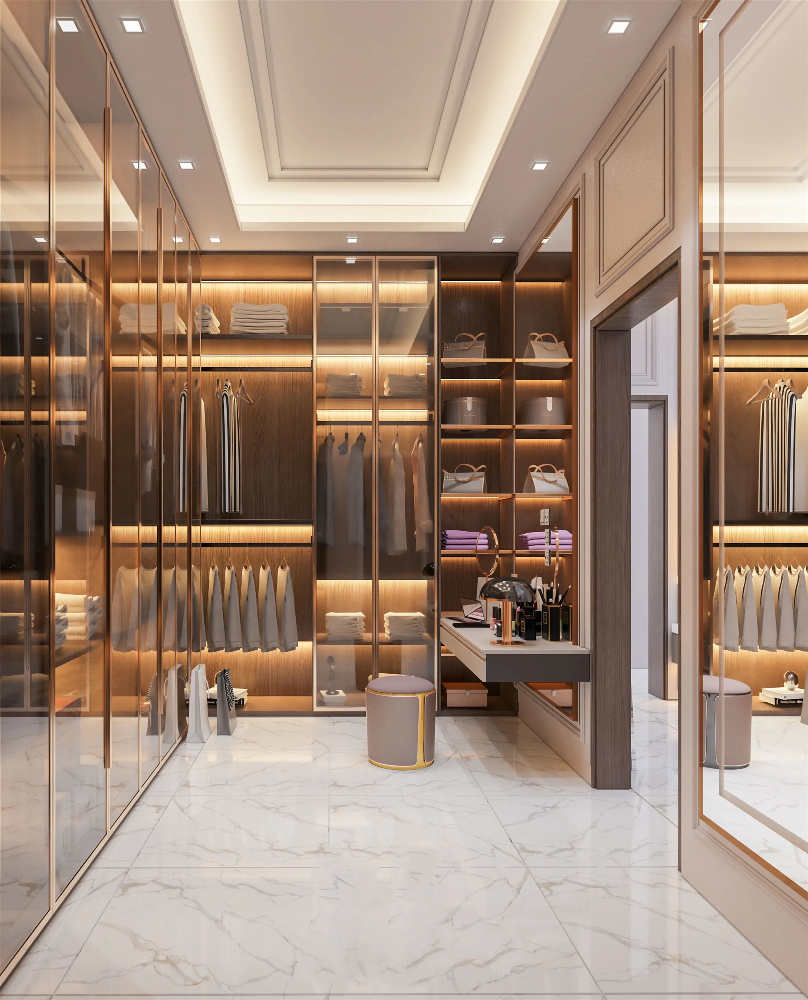 Luxury Wardrobe Closet Glass Doors Walk in Wardrobe Bedroom Furniture  Modern Wardrobe Design with Dressing Table