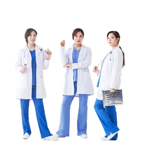 Women's White Laboratory Coat Long Short Sleeves Thin Beauty Salon Nurse Work Uniform for Summer Hospital Uniforms Chemistry