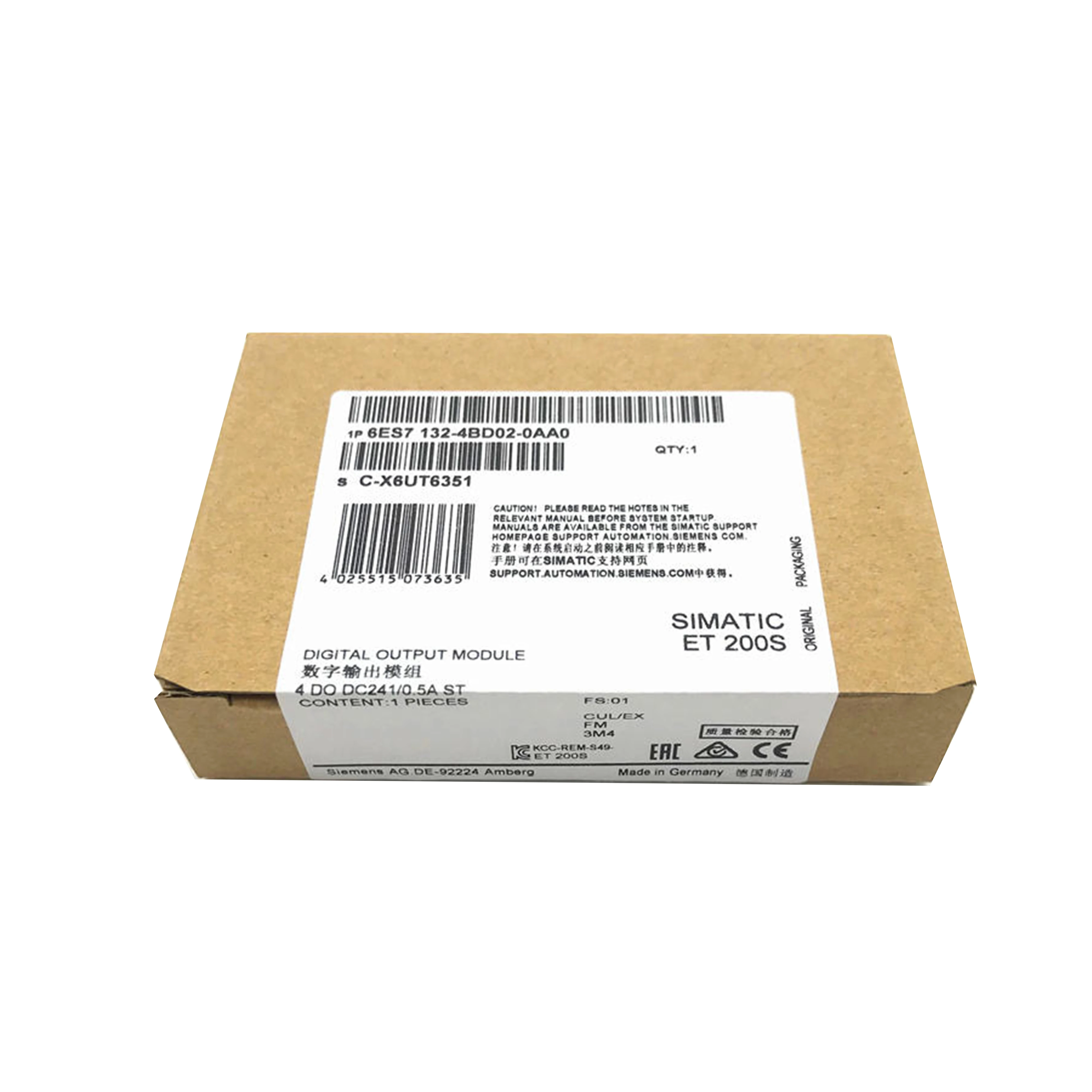 New Original 6ES7 132-4BD02-0AA0 6ES7132-4BD02-0AA0 digital output module for Siemens SIMATIC ET200 series, 4-channel 24V DC output, with electronic short-circuit protection and fast response. 